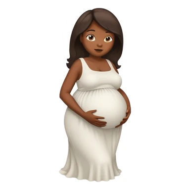 dark skin tan woman with big inflated belly sticker