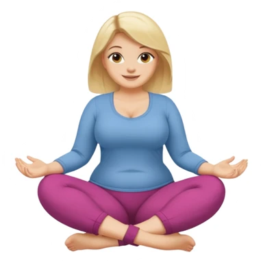 curvy blonde woman, front view, sitting on her soles, smiling, SFW sticker
