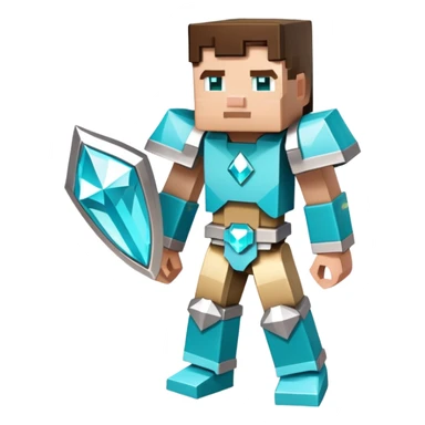 Minecraft character with diamond armor full body, blocky pixelated style sticker