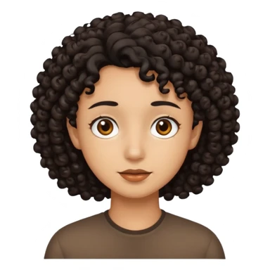 brown soft tone of skin, curly black hair, brown eyes sticker