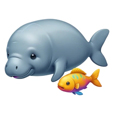 manatee and a little fish sticker
