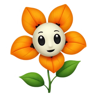 Green stem, white bud with black cartoony face: ;p. And six heart shaped yellowish orange petals sticker
