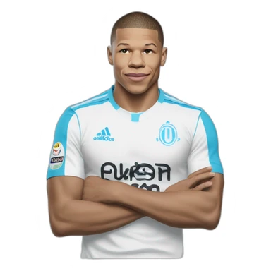 Mbappé avec un t shirt de Marseille sticker