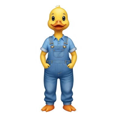 Yellow tall Duck wearing overalls  sticker
