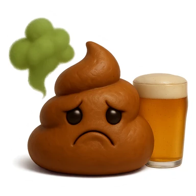 emoji stile iphone feci tristi realistiche 3d con nuvoletta verde che esce simboleggiando puzza e con accanto una birra realistico 4k
 sticker