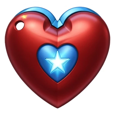 A red Iron Man heart with a glowing blue star in the center sticker