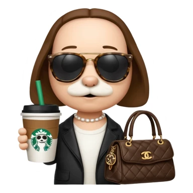 snoopy in a desk with starbucks and his chanel purse sticker