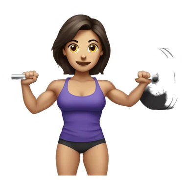3 strong brunette girls doing barbell  sticker