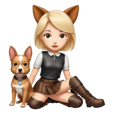 Girl dressed like a dog and in  leather skirt and boots sticker