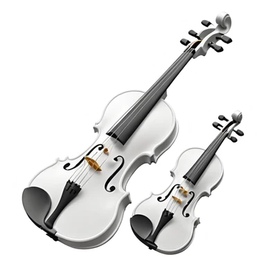 A pure white violin, sleek and elegant, animated style, soft glow, premium 3D-like shading, high resolution, minimalistic background, cheerful and visually appealing, perfect for Telegram emoji or sticker sticker