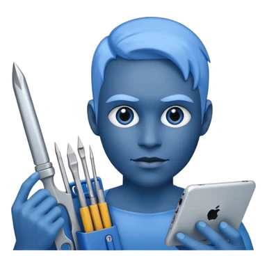 person with digital toolkit, digital vibes, blue sticker