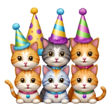  3 happy cats wearing party hats sticker