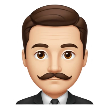Brown mustache and slicked back hair man  sticker