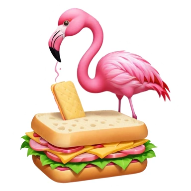Flamingo eating a sandwich sticker