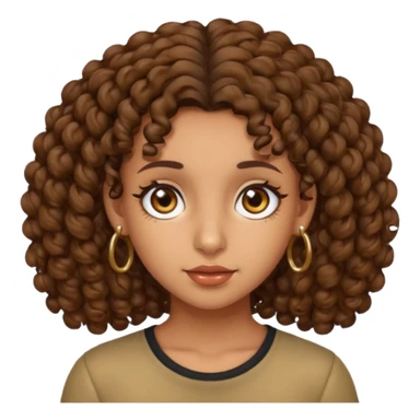 Olive skin girl with brown curly hair, brow eyes, pierced ears sticker