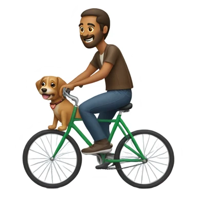 Man riding a bike holding a dog  sticker