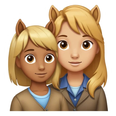 person grooming a pony sticker