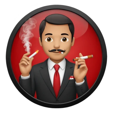 Draw a no smoking sign. Next to it, there is a man in a suit smoking a cigar. sticker