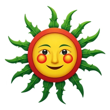 Medieval Banner with a white background, yellow sun in the foreground, and red beams on the sun, add green edges to the banner and make the sun have a crudely drawn face in black sticker