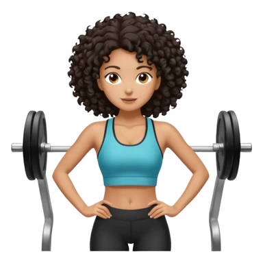 Treino de academia mulher morena de cabelos cacheados caindo nas costas sticker