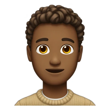 Guy with short sides brown wavy like hair and jumper sticker
