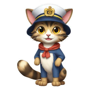 Anthro Fur-Sona feline-Fakémon with a sailor-hat-cap Full Body sticker