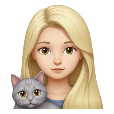 A blonde girl with a gray cat and long hair sticker