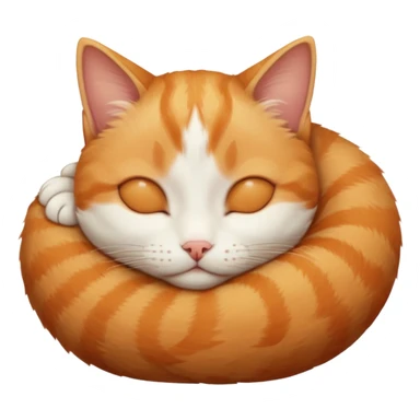 ginger and white small cat curled up with head upside down with eyes closed sticker