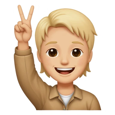 laughing emoji with tears coming out with peace sign sticker