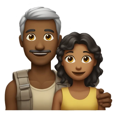 Pai negro com um filho e uma filha sticker