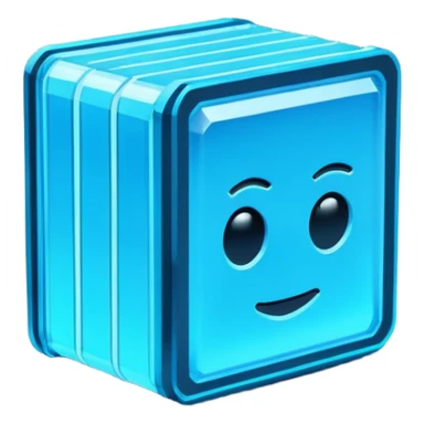 Pixel art emoji icon of a futuristic holographic book (help), neon blue sci-fi voxel style, cute tech aesthetic, centered, simple, high contrast, 3D shading, soft glow, transparent background, 100x100 px, game UI icon sticker