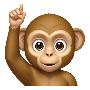 A monkey pointing is eyelid down with one finger sticker