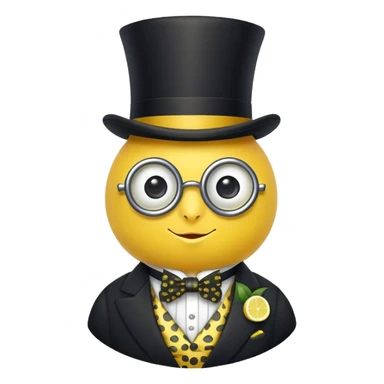 lemon with a monocle, top hat, and cravat sticker