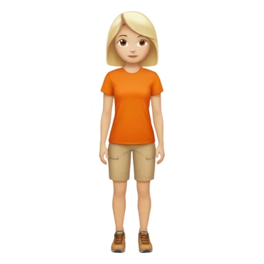 woman with blond hair standing showing full body with orange shirt sticker