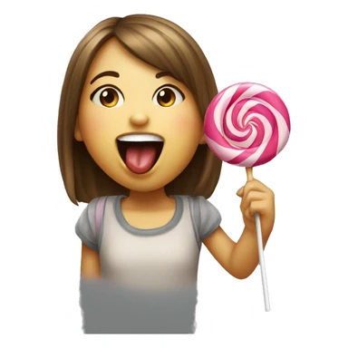 A cute girl licking a lollipop while in laughter sticker