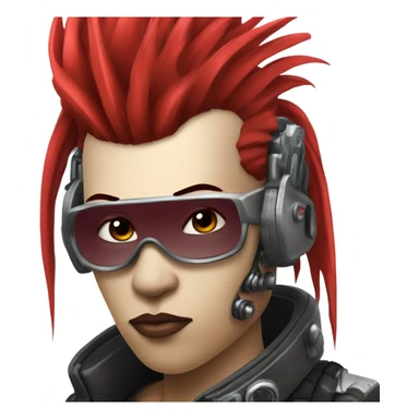cyberpunk cyborg rockstar with red mohawk sticker