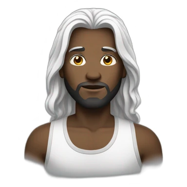 Straight black long haired man with white skin sticker