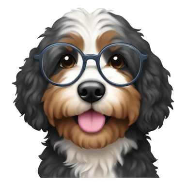 Bernedoodle with glasses sticker
