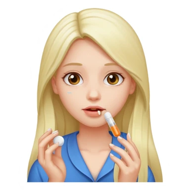 Girl taking pill sticker