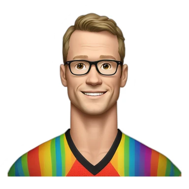 Jonathan Toews wearing glasses and rainbow clothes sticker