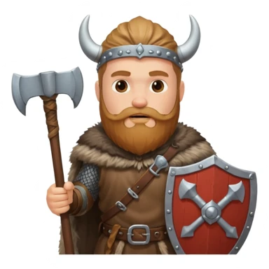 Bearded viking holding axe and shield sticker