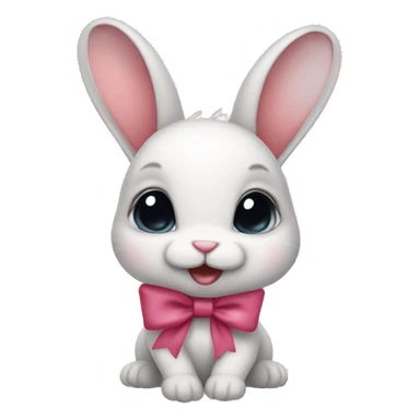 Baby bunny with coquette bow on ear sticker