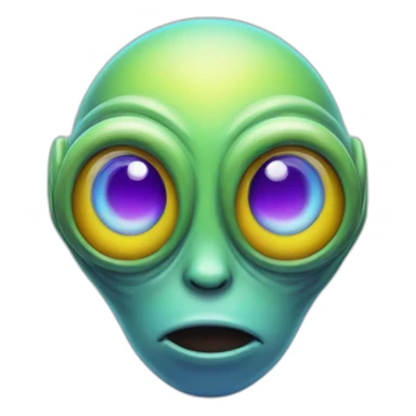An alien with four eyes. A big yellow head with red, purple and light blue highlights sticker