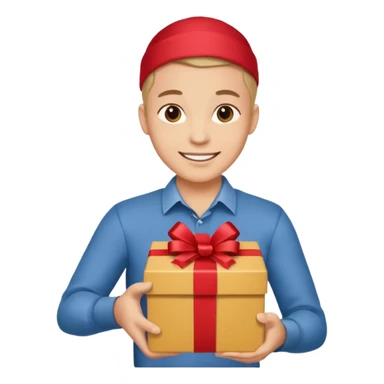 The smiling young man handed over his beautiful box. sticker