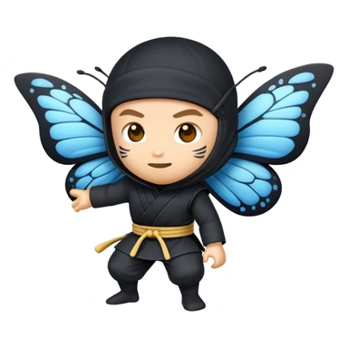 Crea un emoji para usar en WhatsApp con estos dos emoji 🥷🏻🦋. sticker