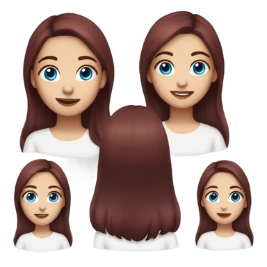 Beautiful girl, dark red hair, straight hair，long hair, blue eyes sticker