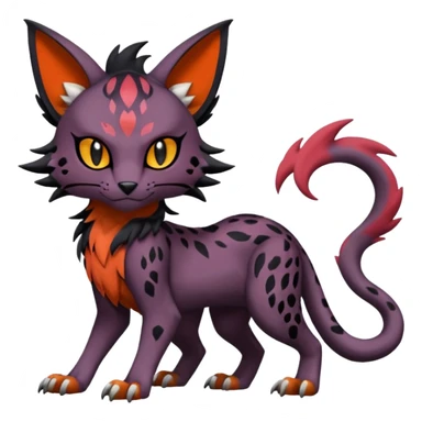 Dark dusky dull spooky realistic furry Liepard-Noivern-Litten-Sprigatito-Pokémon-fusion-creature (full body) sticker