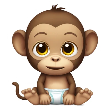Baby monkey wearing diaper sticker