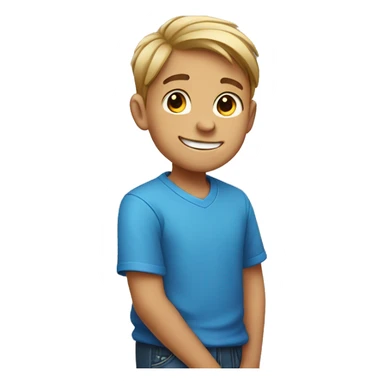Smiling boy in blue shirt sticker