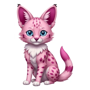Pink Magenta Pastel-Rose Serval with blue eyes, full body sticker